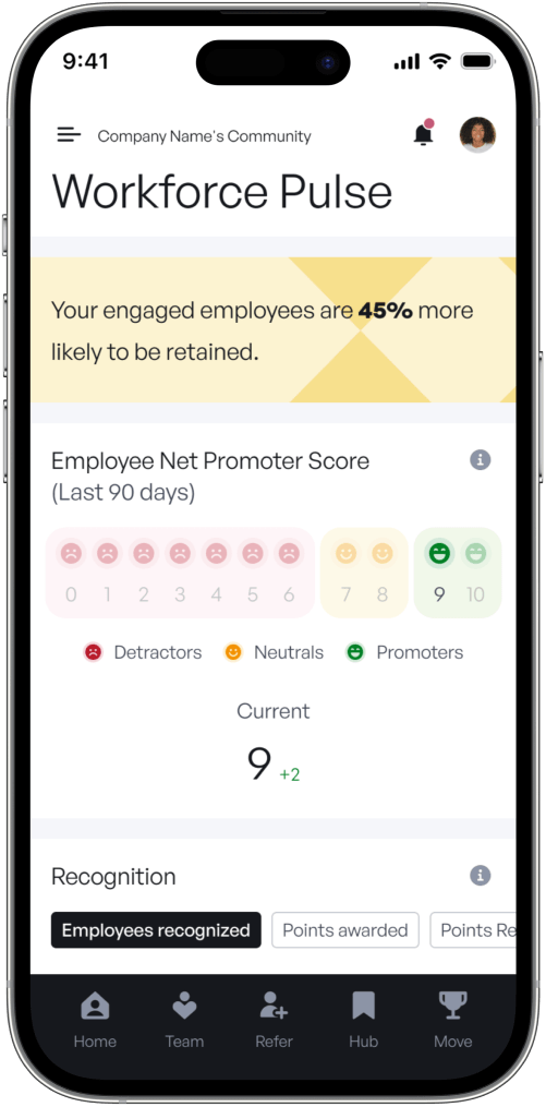 CoachUp - Workforce Pulse on an iPhone